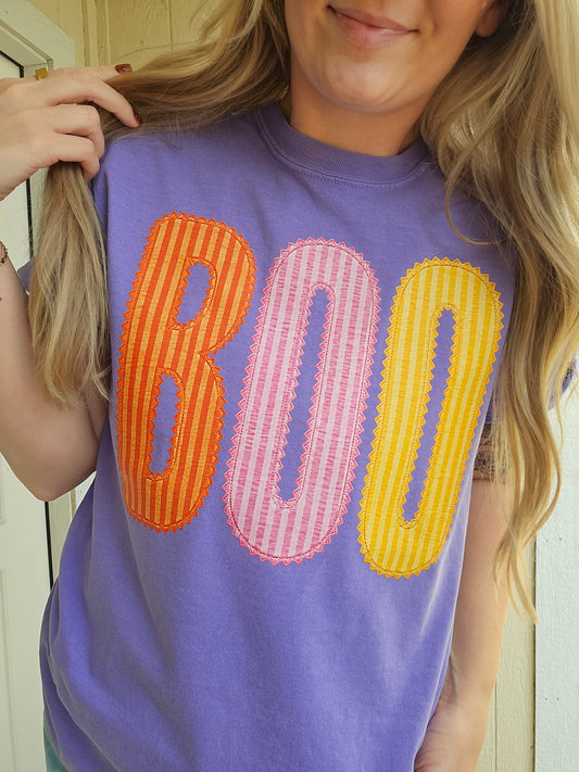 BOO SEERSUCKER Violet Vintage Wash Tee (ADULT)