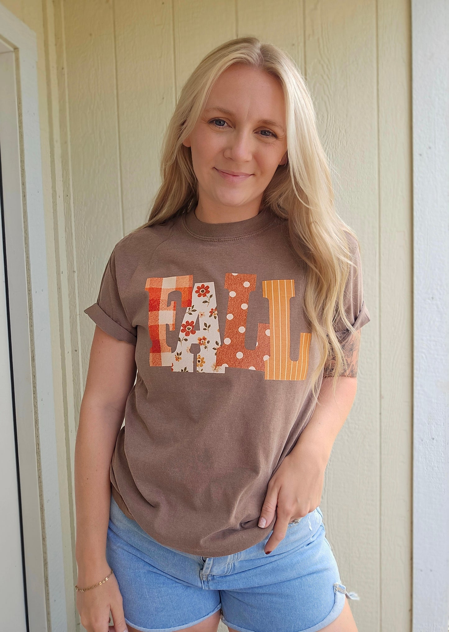 BOLD FALL Pattern Espresso Vintage Wash Tee