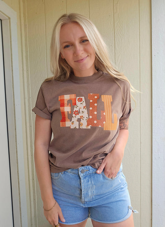 BOLD FALL Pattern Espresso Vintage Wash Tee