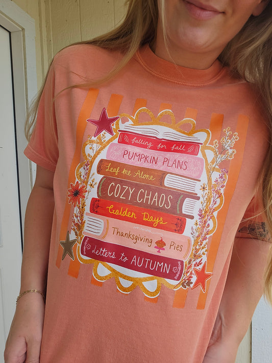 FALL BOOK STACK Terracotta Vintage Wash Tee