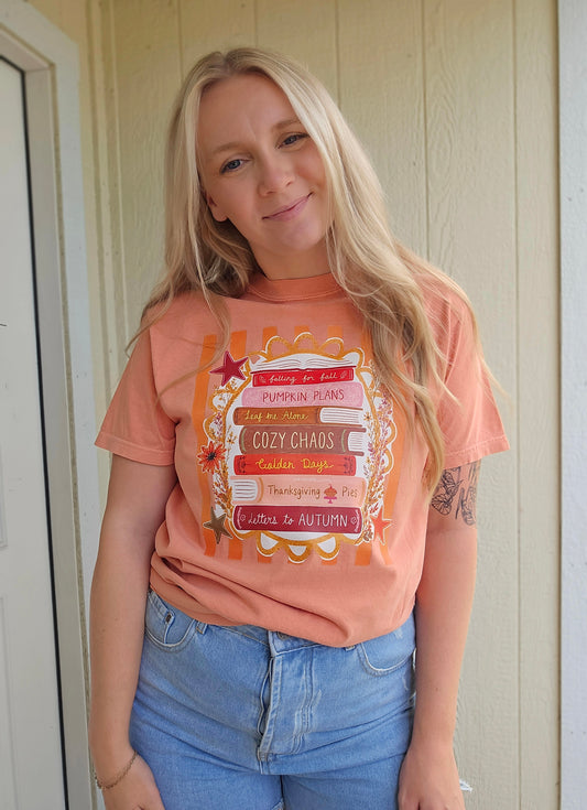 FALL BOOK STACK Terracotta Vintage Wash Tee