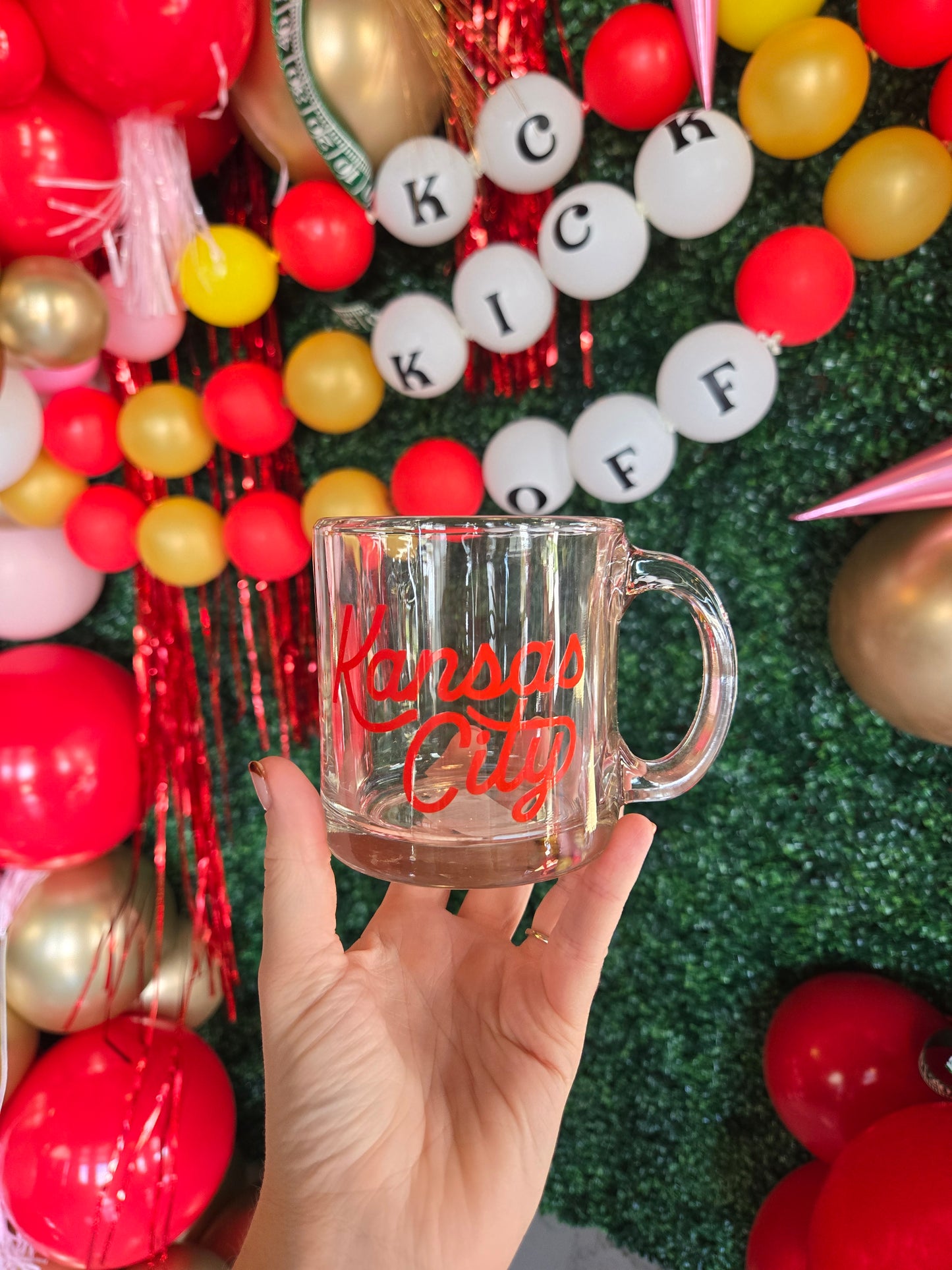 KANSAS CITY Script Clear Mug
