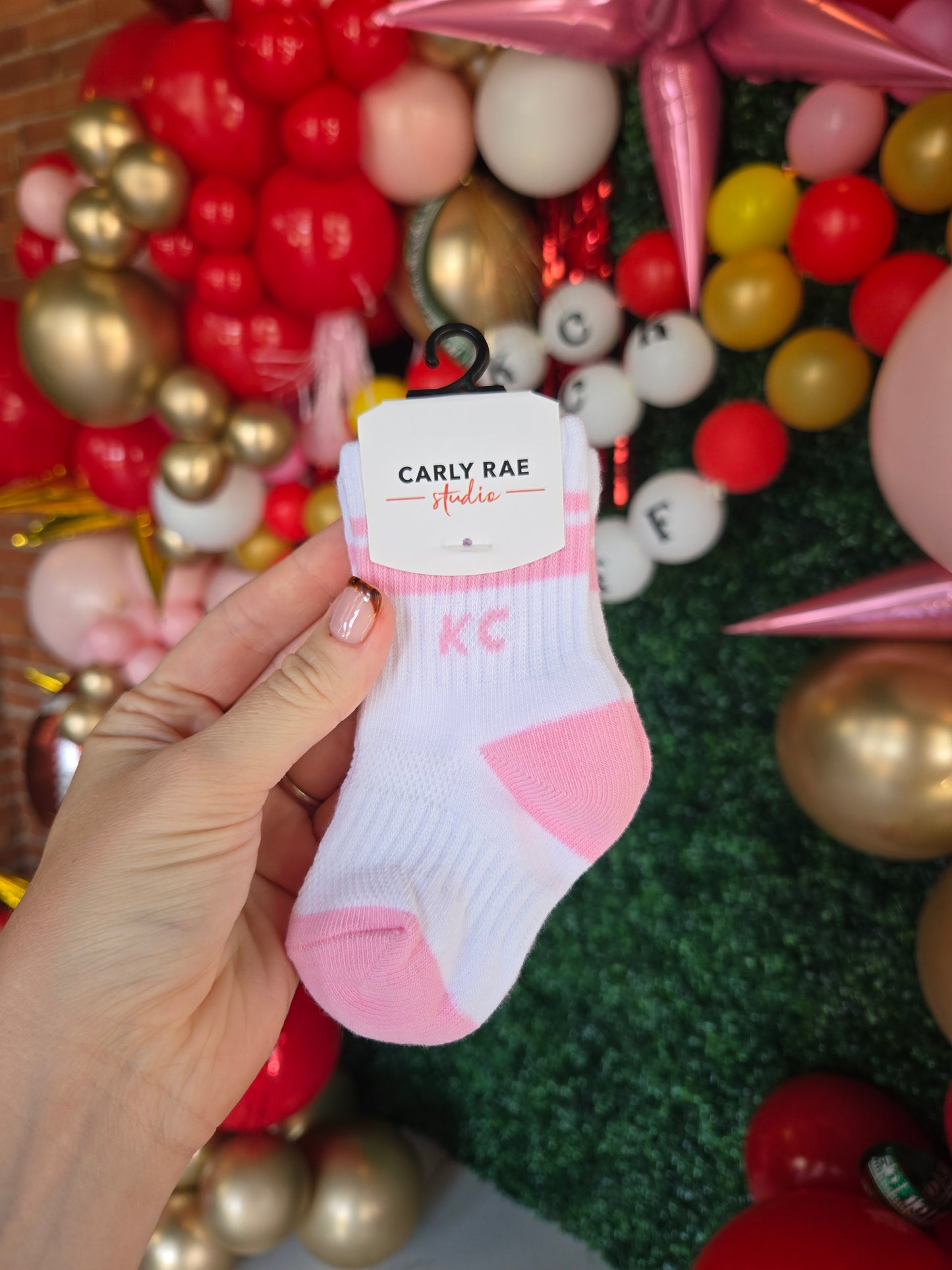 KC Retro Crew Socks - White/Pink(BABY/TODDLER)