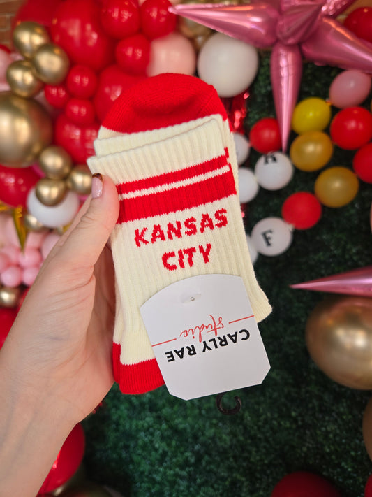 KC Retro Crew Socks - Ivory/Red (ADULT)
