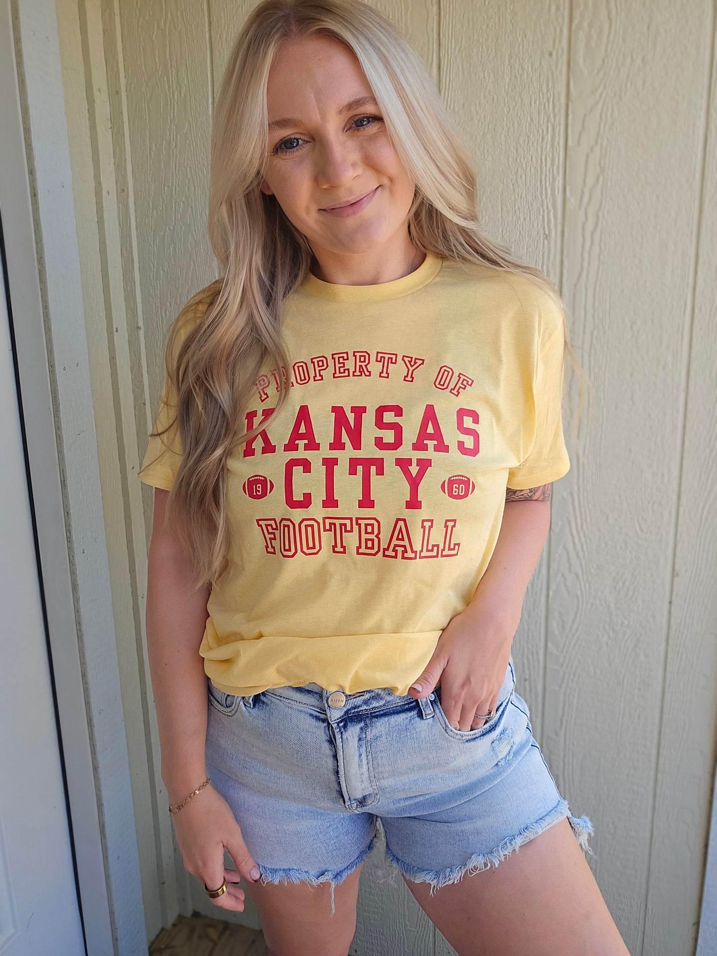 PROPERTY OF KC Heather Yellow Short Sleeve Tee