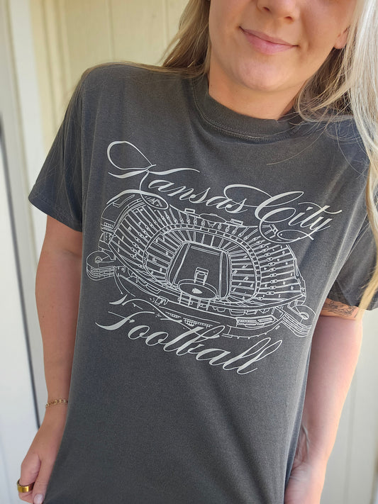 KC STADIUM Charcoal Vintage Wash Short Sleeve Tee