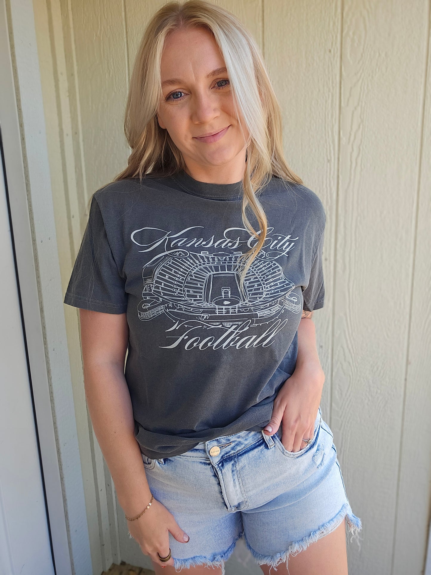 KC STADIUM Charcoal Vintage Wash Short Sleeve Tee