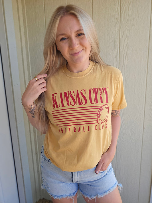 KC FOOTBALL CLUB Retro Mustard Vintage Tee