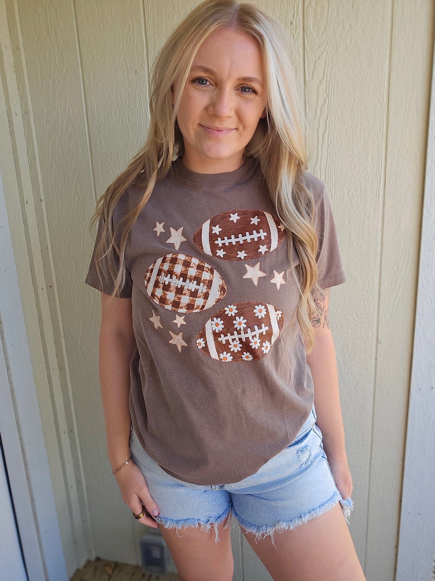 FOOTBALL TRIO Espresso Vintage Wash Tee