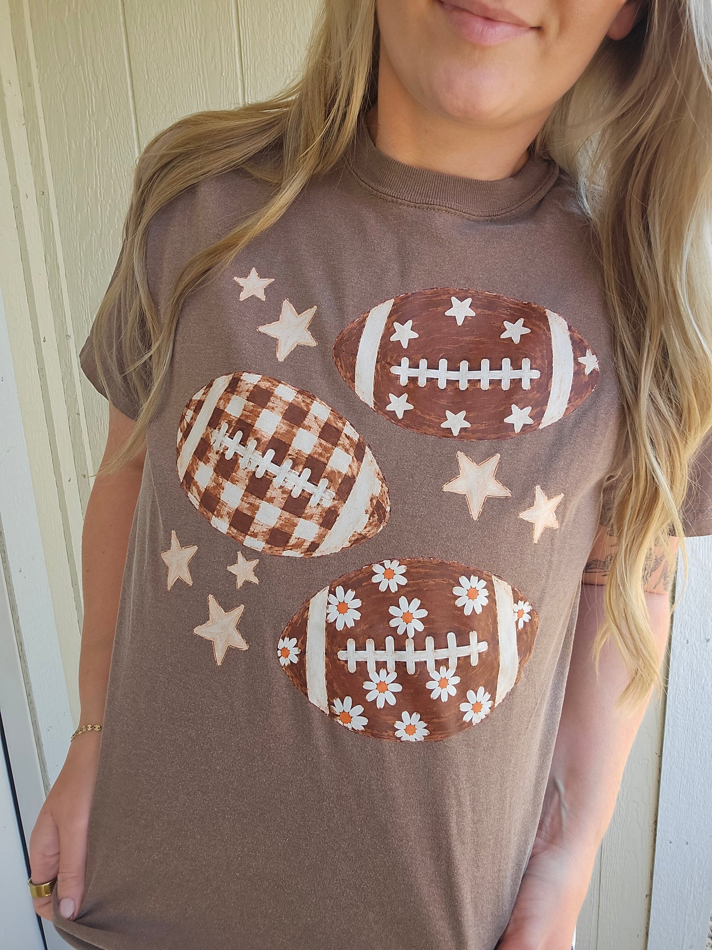 FOOTBALL TRIO Espresso Vintage Wash Tee
