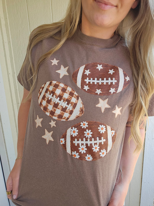 FOOTBALL TRIO Espresso Vintage Wash Tee