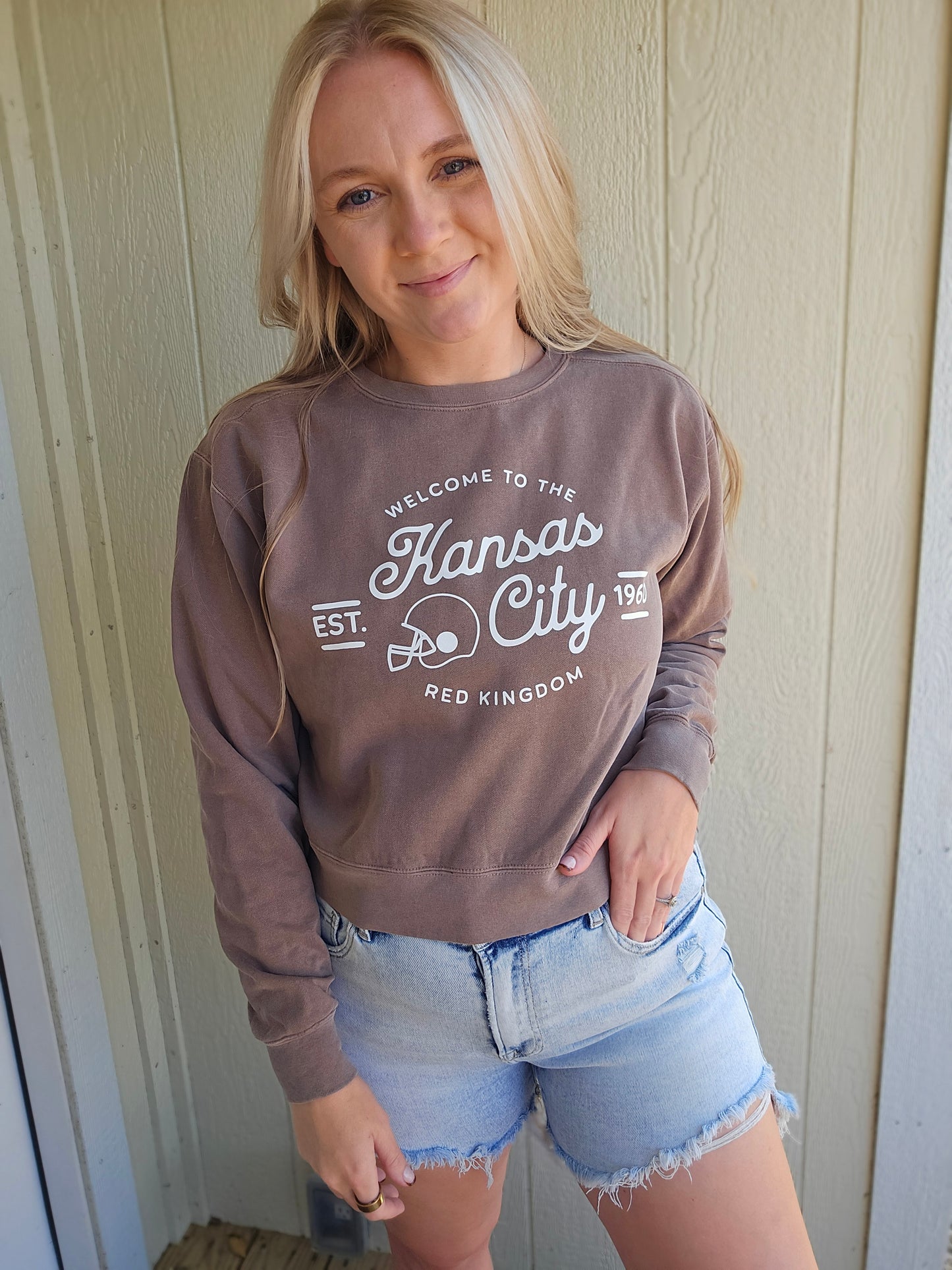 KC Kingdom Espresso Mid-Length Vintage Wash Sweatshirt