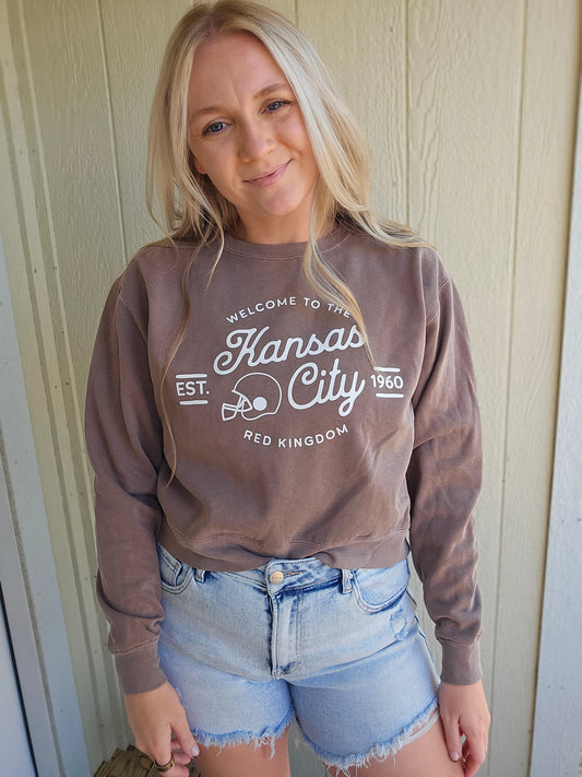 KC Kingdom Espresso Mid-Length Vintage Wash Sweatshirt