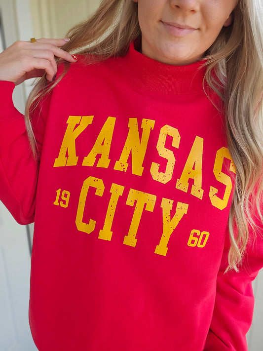KC Varsity 1960 Red Mockneck Sweatshirt