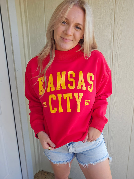 KC Varsity 1960 Red Mockneck Sweatshirt