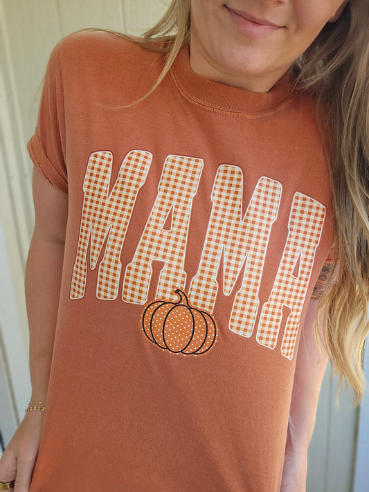 MAMA GINGHAM Rust Vintage Wash Tee