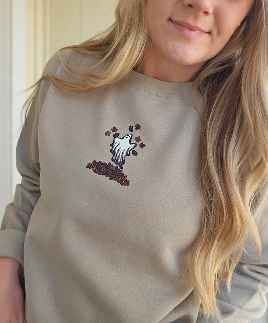 TEENY GHOST Light Brown/Grey Crewneck Sweatshirt