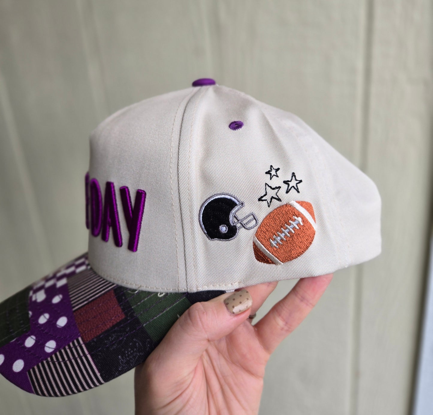 GAME DAY Purple Patchwork Trucker Hat