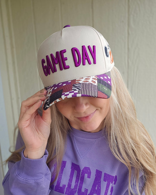 GAME DAY Purple Patchwork Trucker Hat