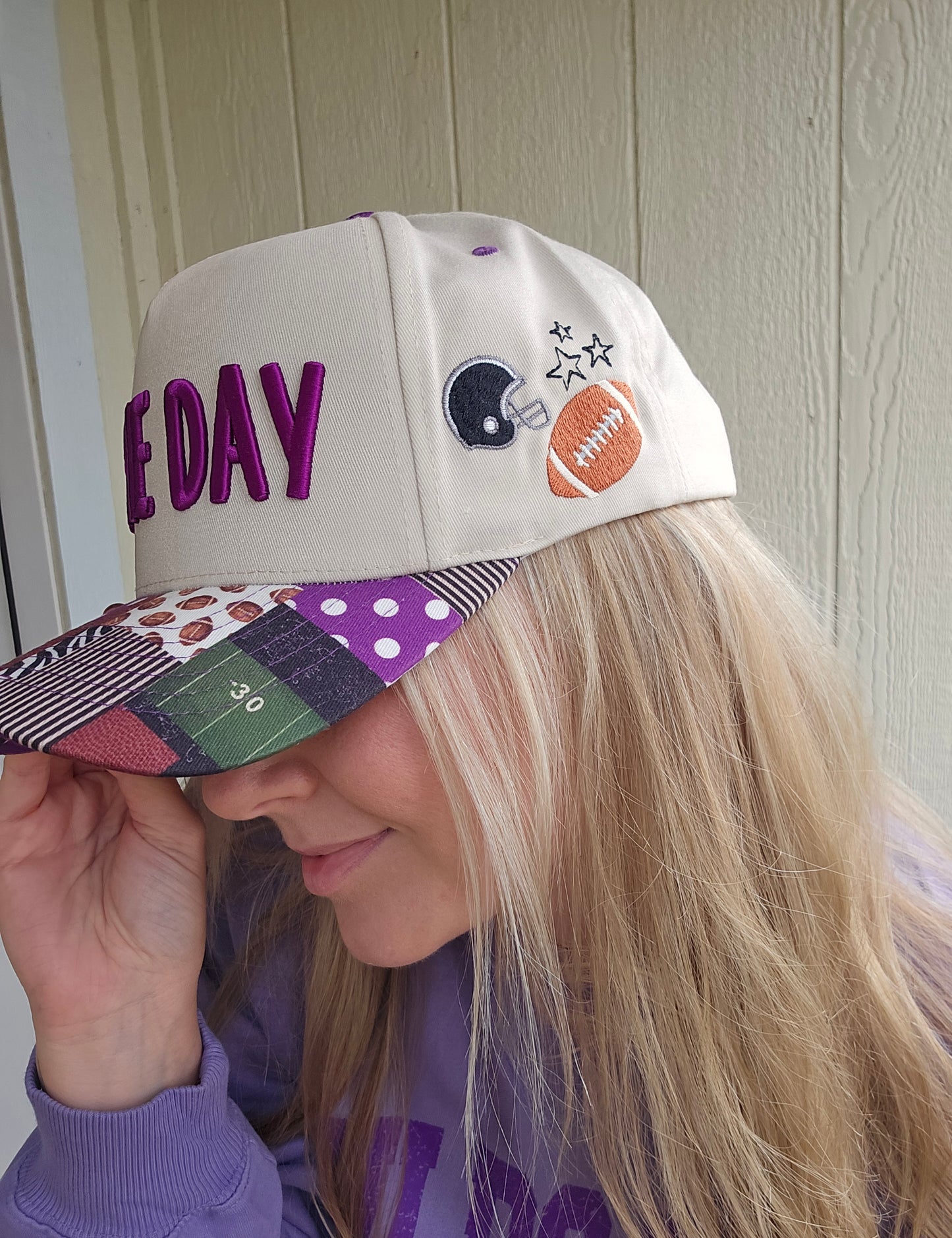 GAME DAY Purple Patchwork Trucker Hat