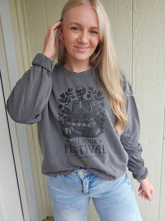 FALL FESTIVAL Charcoal Vintage Wash Crewneck Sweatshirt