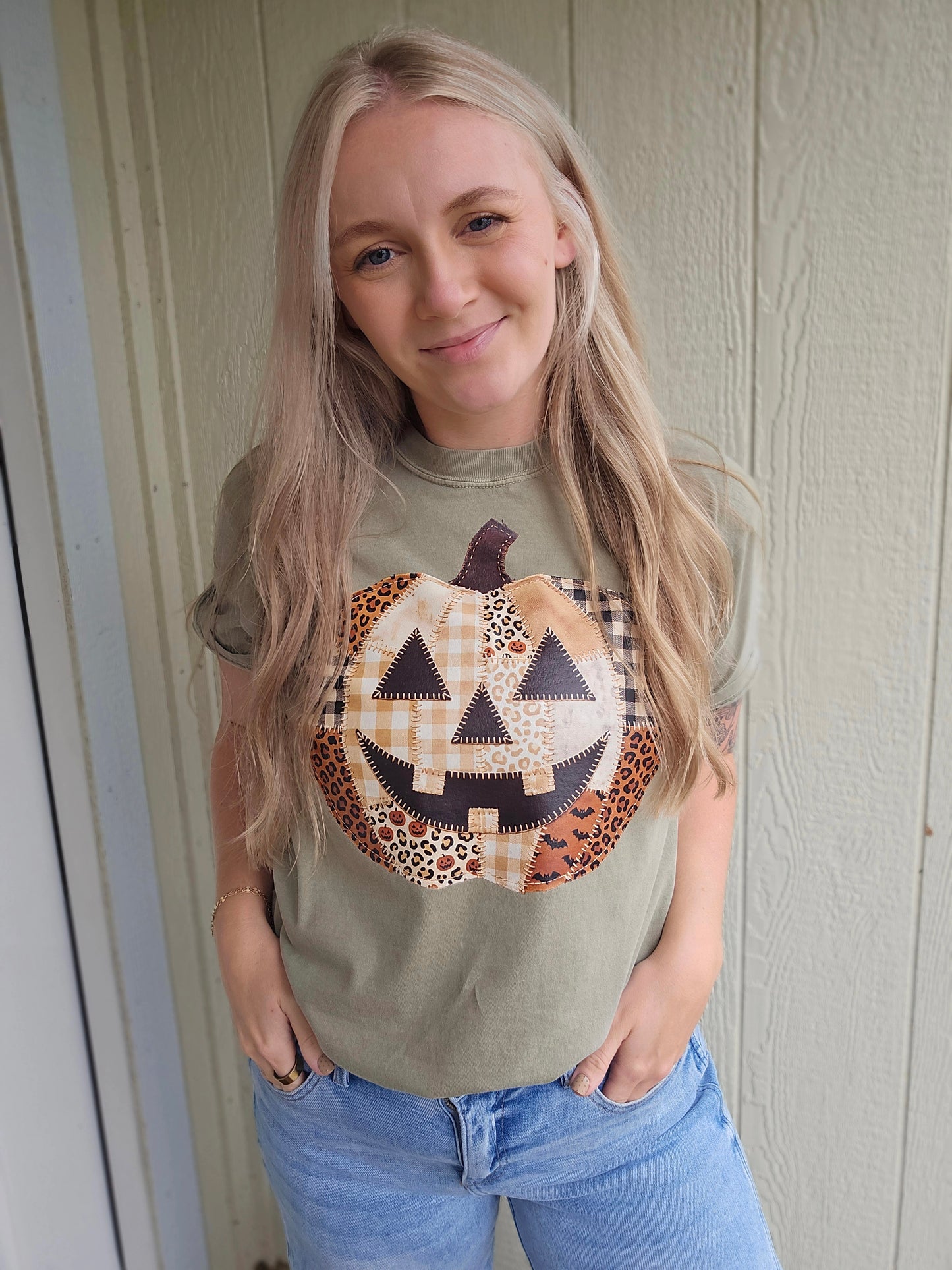 PUMPKIN PATCHWORK Khaki Vintage Wash Tee