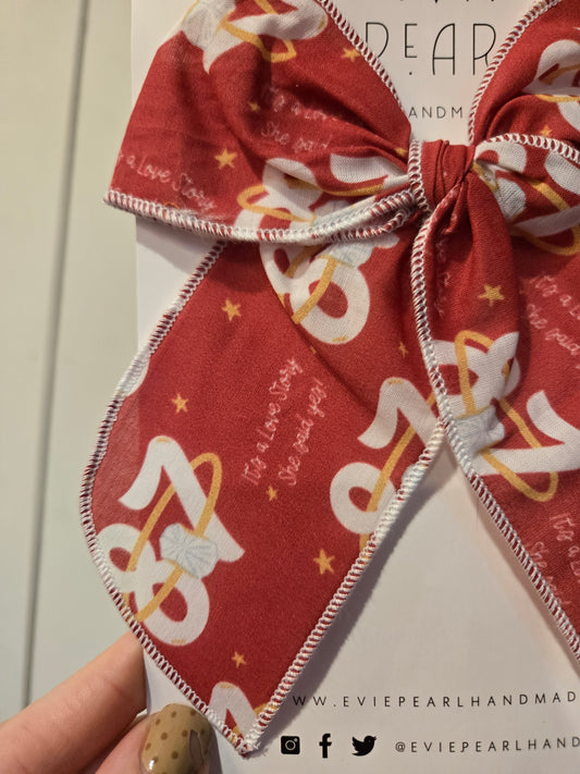 87 LOVE STORY Red Oversized Clip Bow