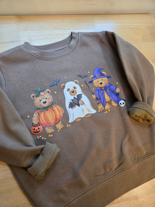 SPOOKY TEDDY Brown Crewneck (YOUTH)