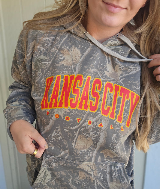 KANSAS CITY FOOTBALL Camo Midweight Hoodie (ADULT)