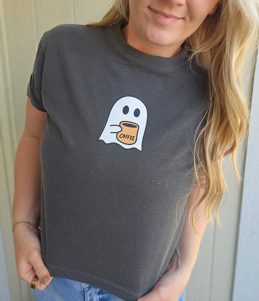 GHOST COFFEE Charcoal Vintage Wash Crop Tee