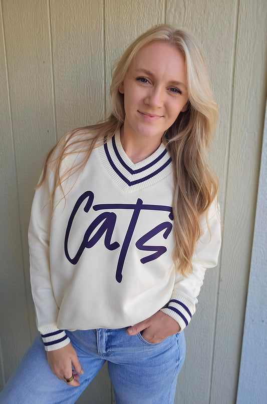 CATS Script Varsity Letterman V-Neck Sweatshirt