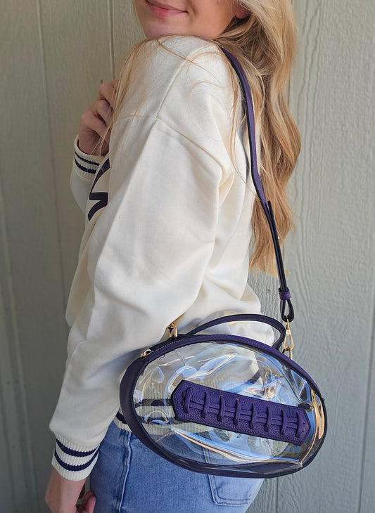PURPLE FOOTBALL Clear Stadium Bag