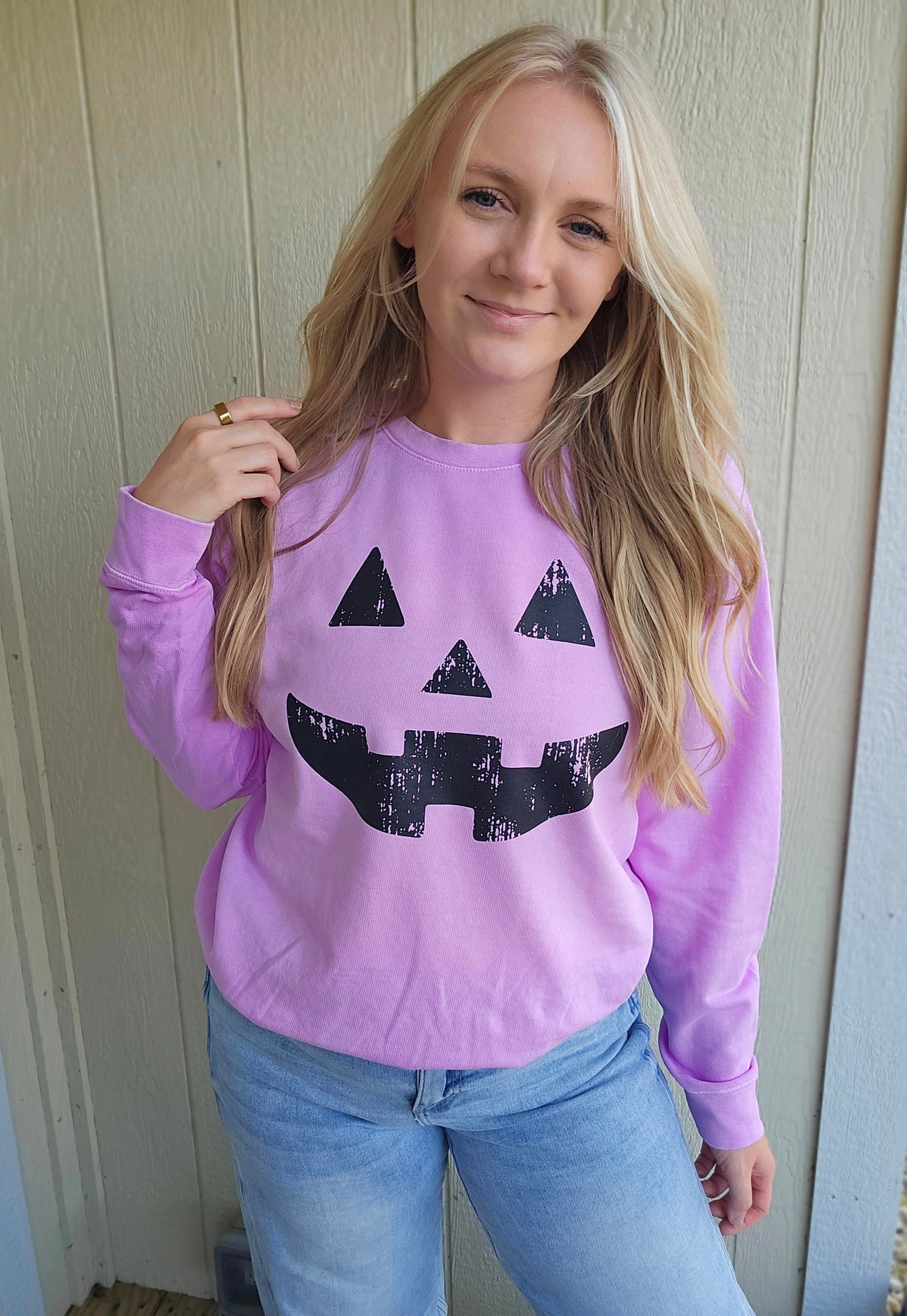 JACK-O-LANTERN Neon Purple Vintage Wash Crewneck