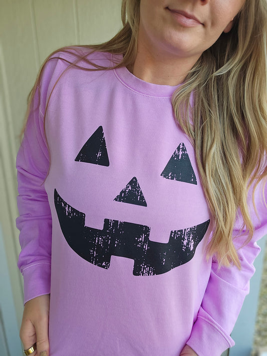 JACK-O-LANTERN Neon Purple Vintage Wash Crewneck