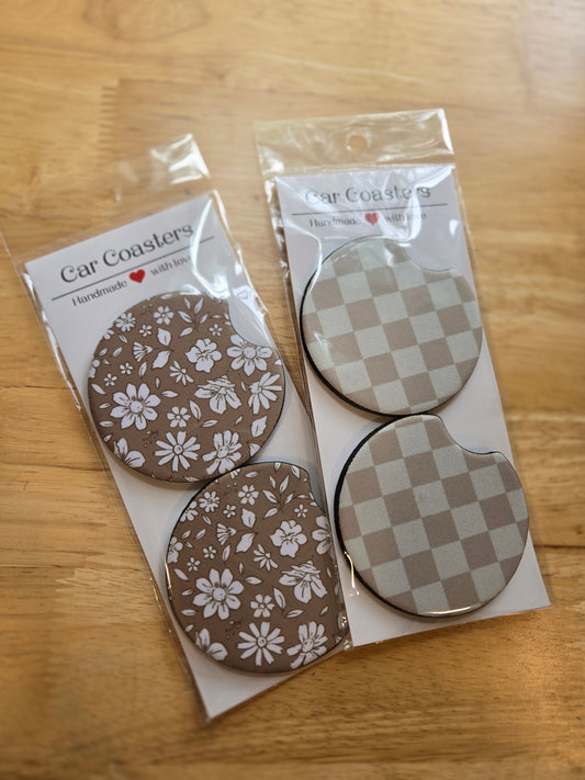 FALL FLOWERS Car Coasters (Set of 2)