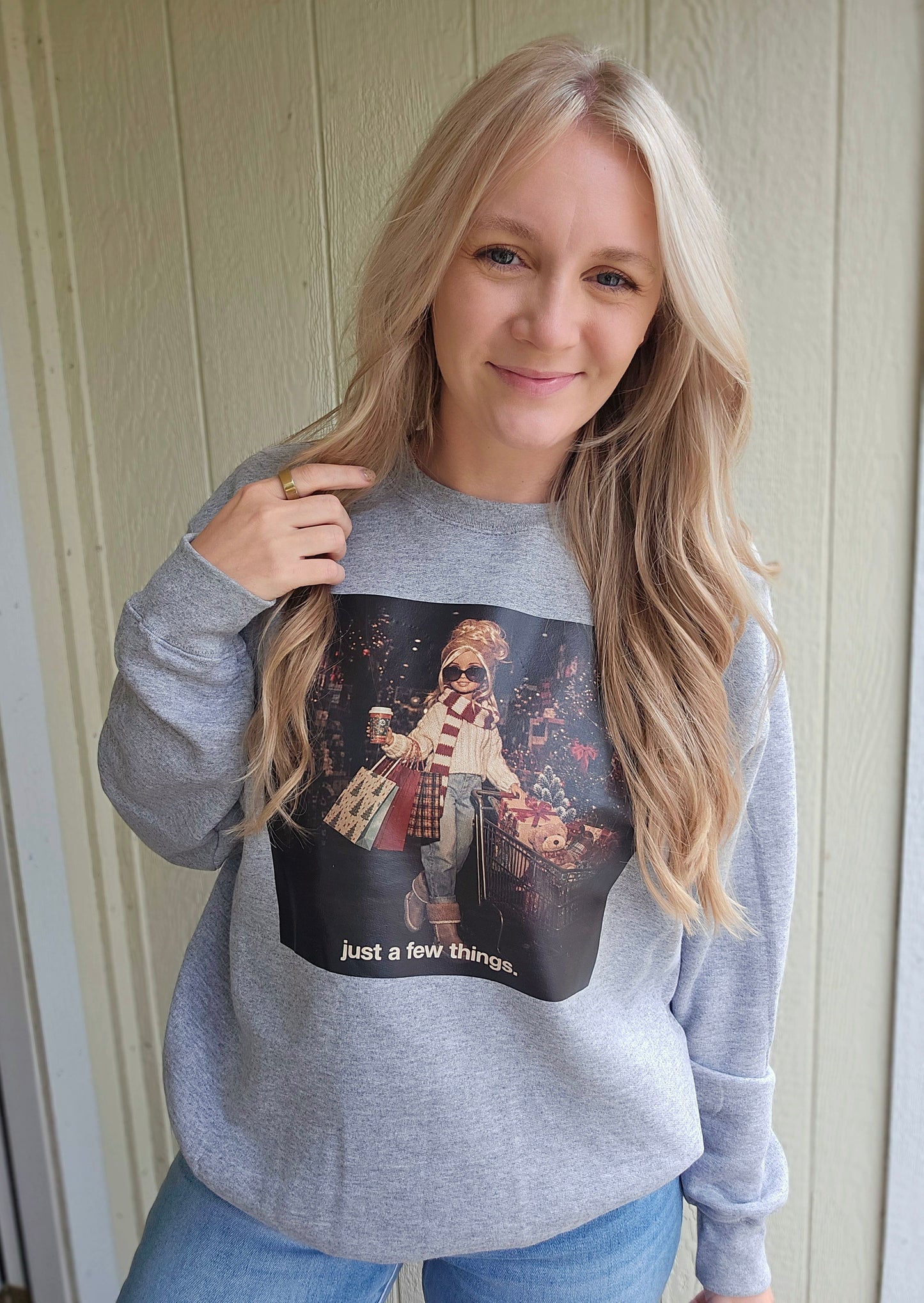 JUST A FEW THINGS Heather Grey Crewneck Sweatshirt