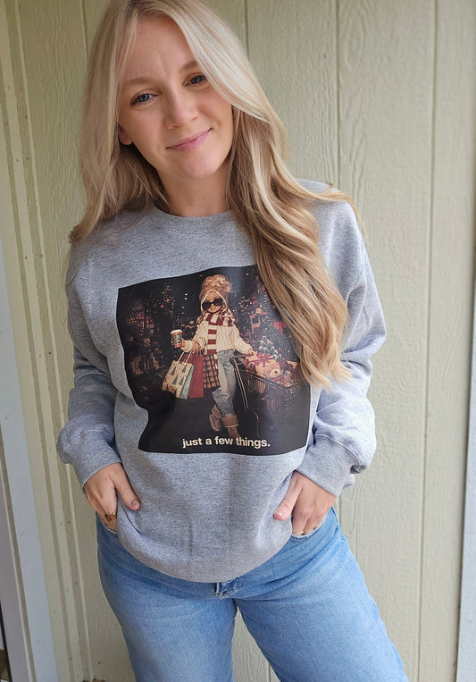 JUST A FEW THINGS Heather Grey Crewneck Sweatshirt