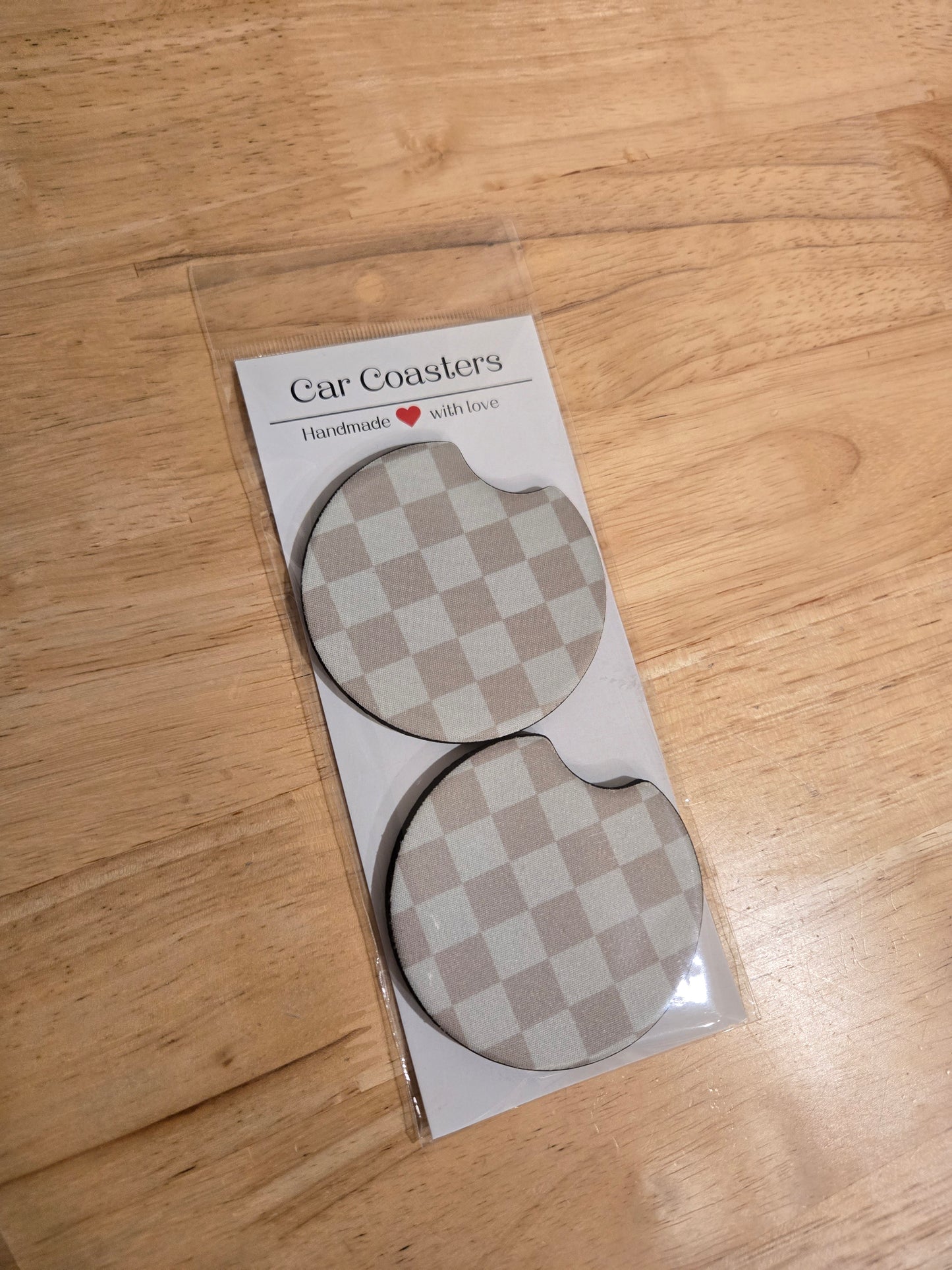 NEUTRAL CHECKERED Car Coasters (Set of 2)