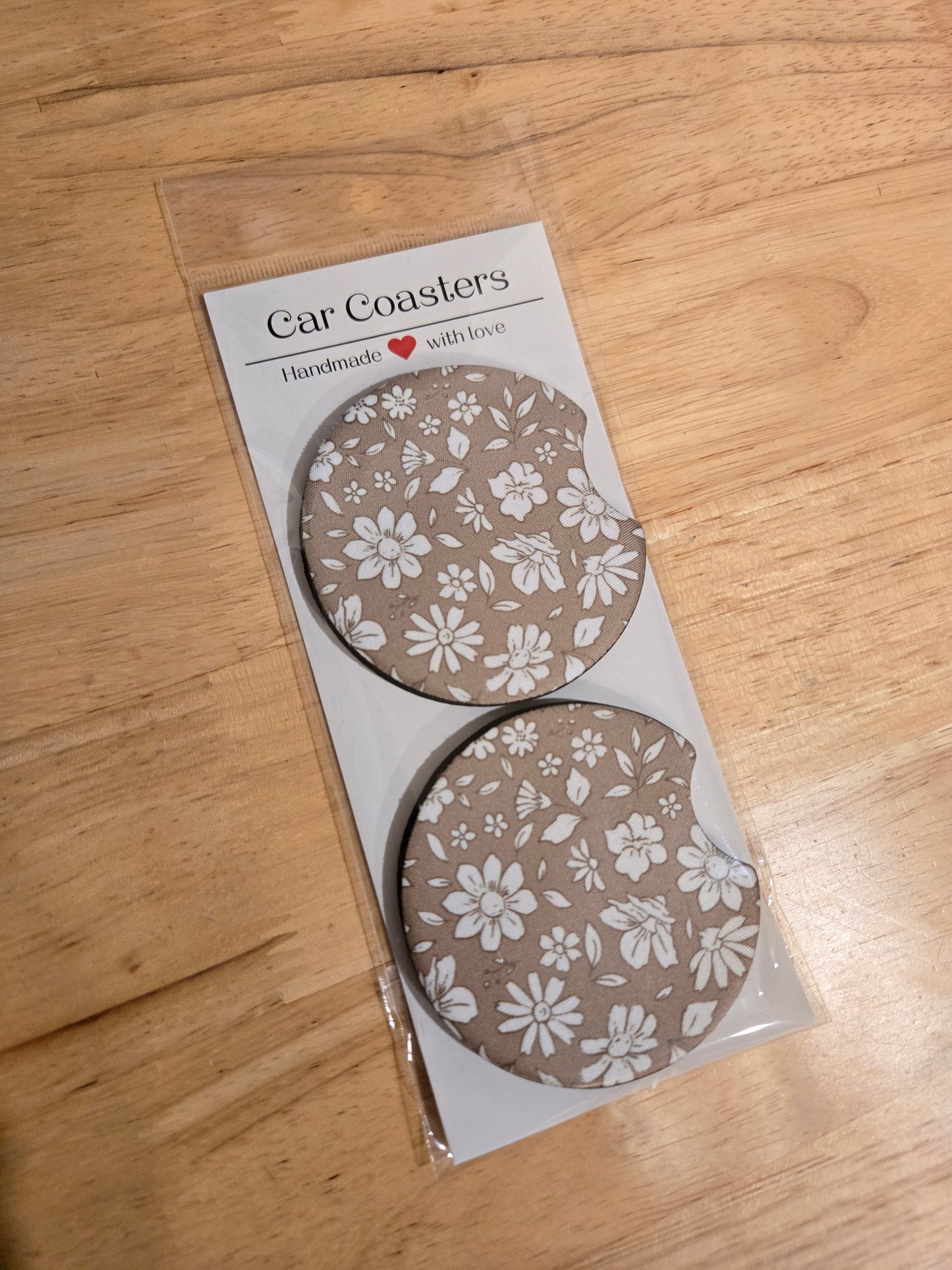 FALL FLOWERS Car Coasters (Set of 2)