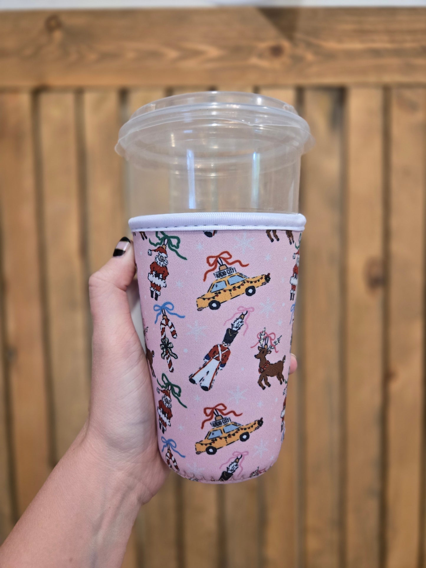 VINTAGE CHRISTMAS Pink Iced Coffee Sleeve