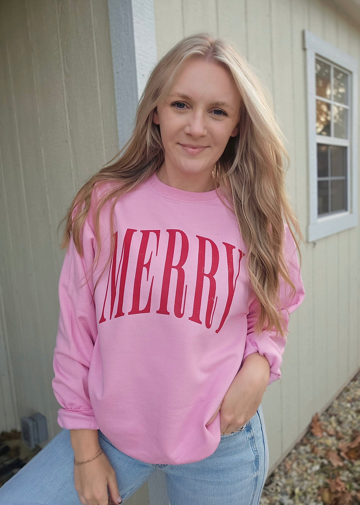 MERRY Arch Candy Pink Crewneck Sweatshirt
