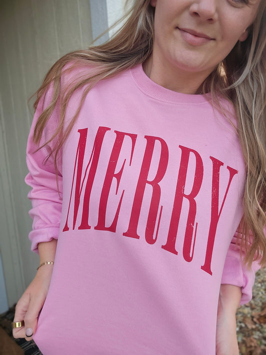 MERRY Arch Candy Pink Crewneck Sweatshirt