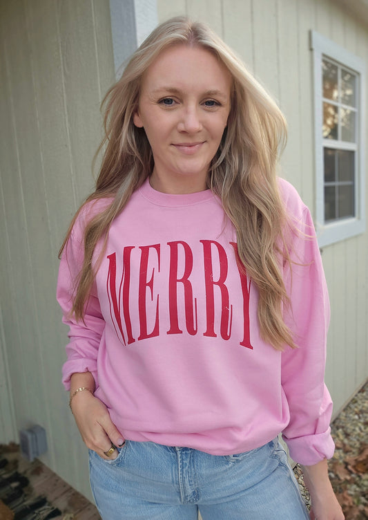 MERRY Arch Candy Pink Crewneck Sweatshirt