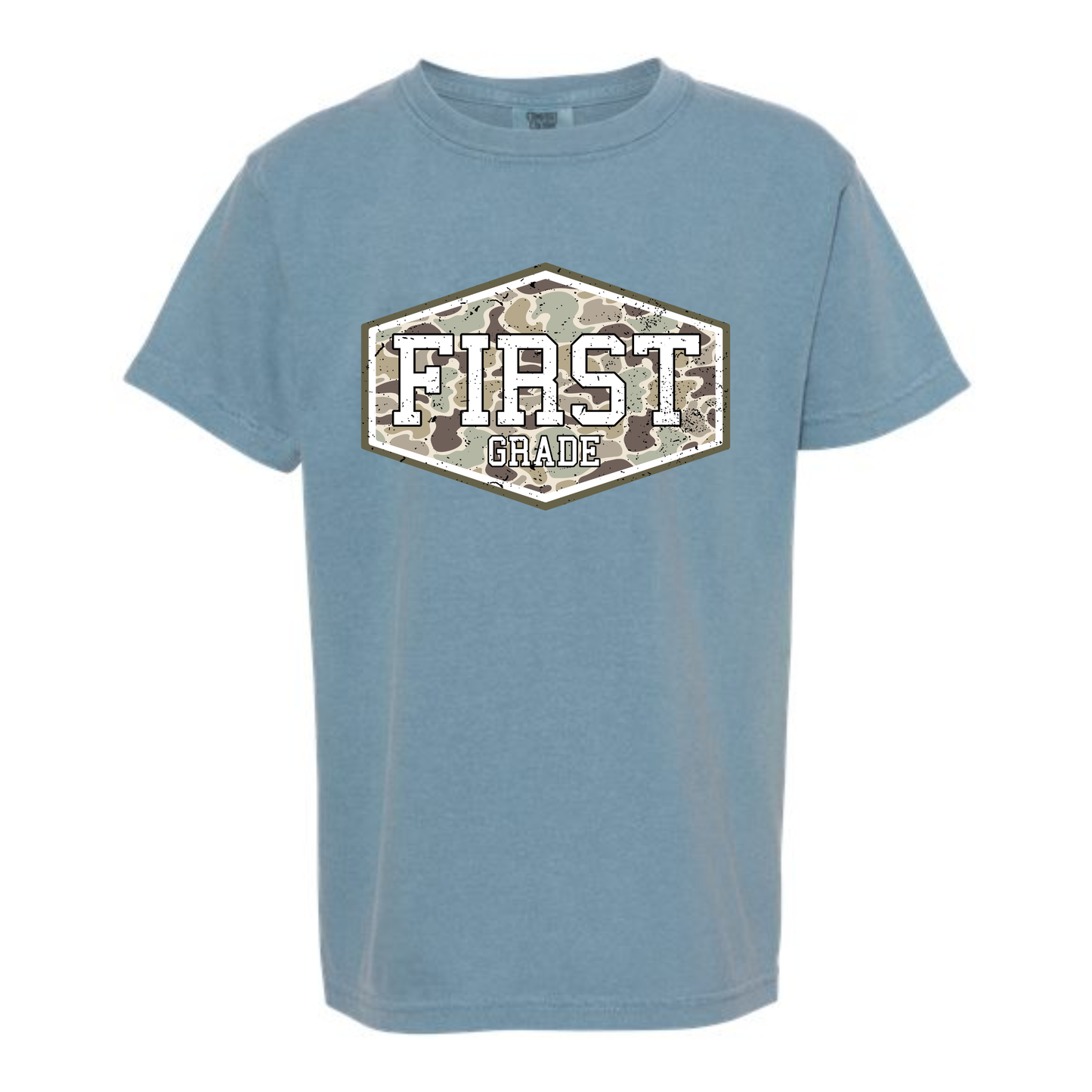 CUSTOM Back-To-School Blue Camo Tee *Pre-Order*
