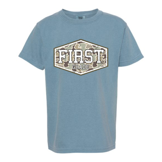 CUSTOM Back-To-School Blue Camo Tee *Pre-Order*