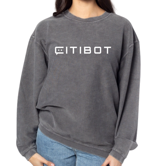 CITIBOT Charcoal Vintage Corded Crewneck Sweatshirt
