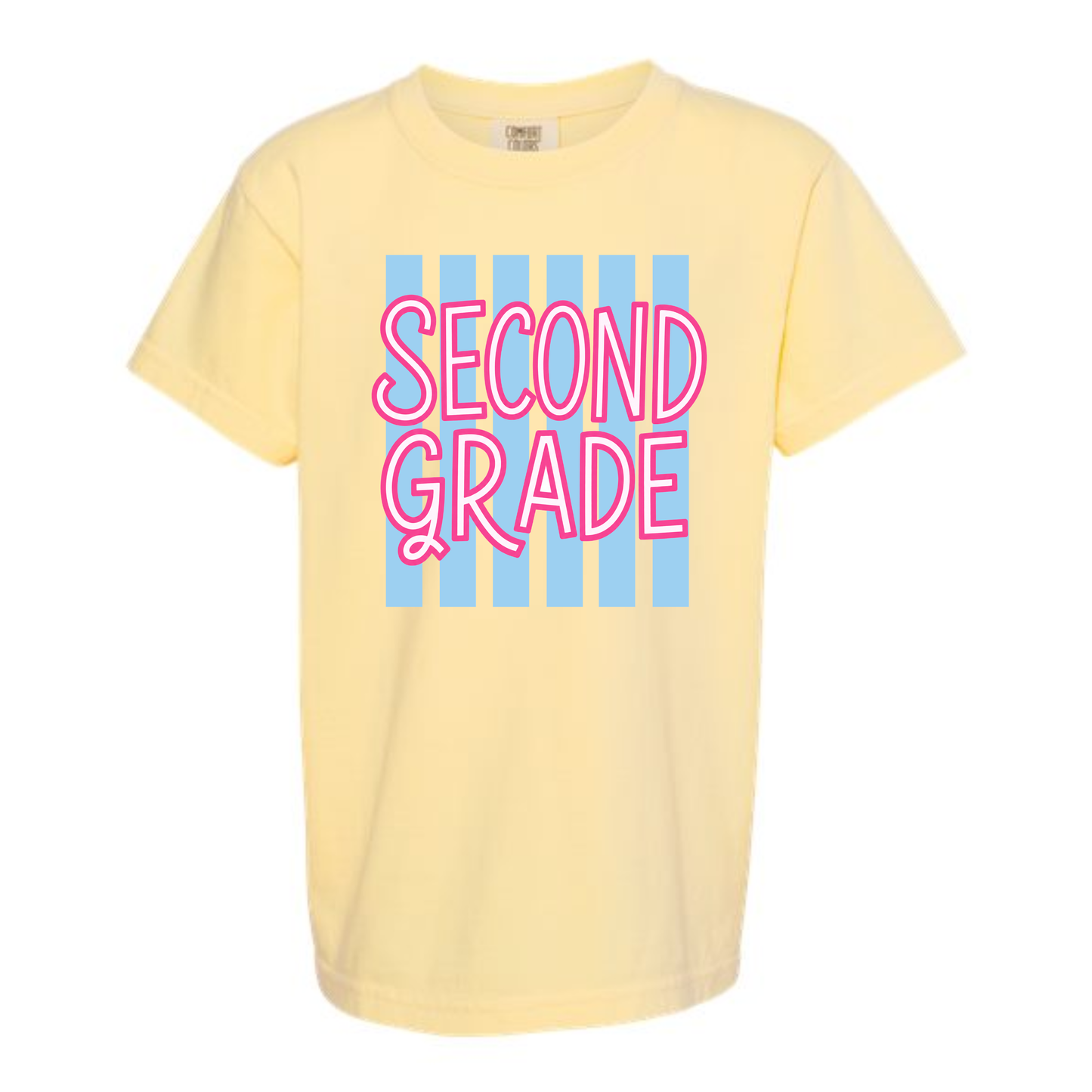 CUSTOM Back-To-School Stripe Butter Yellow Tee *Pre-Order*