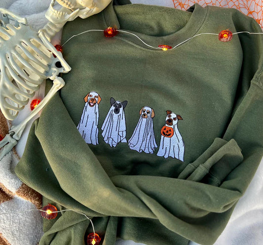 Spooky Pups Military Green Crewneck (*PREORDER*) - TWO COLORS