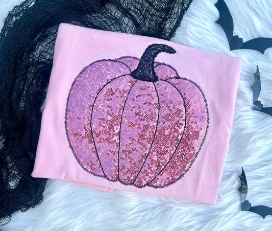Pumkin Sequin Light Pink Tee/Crewneck (*PREORDER*)