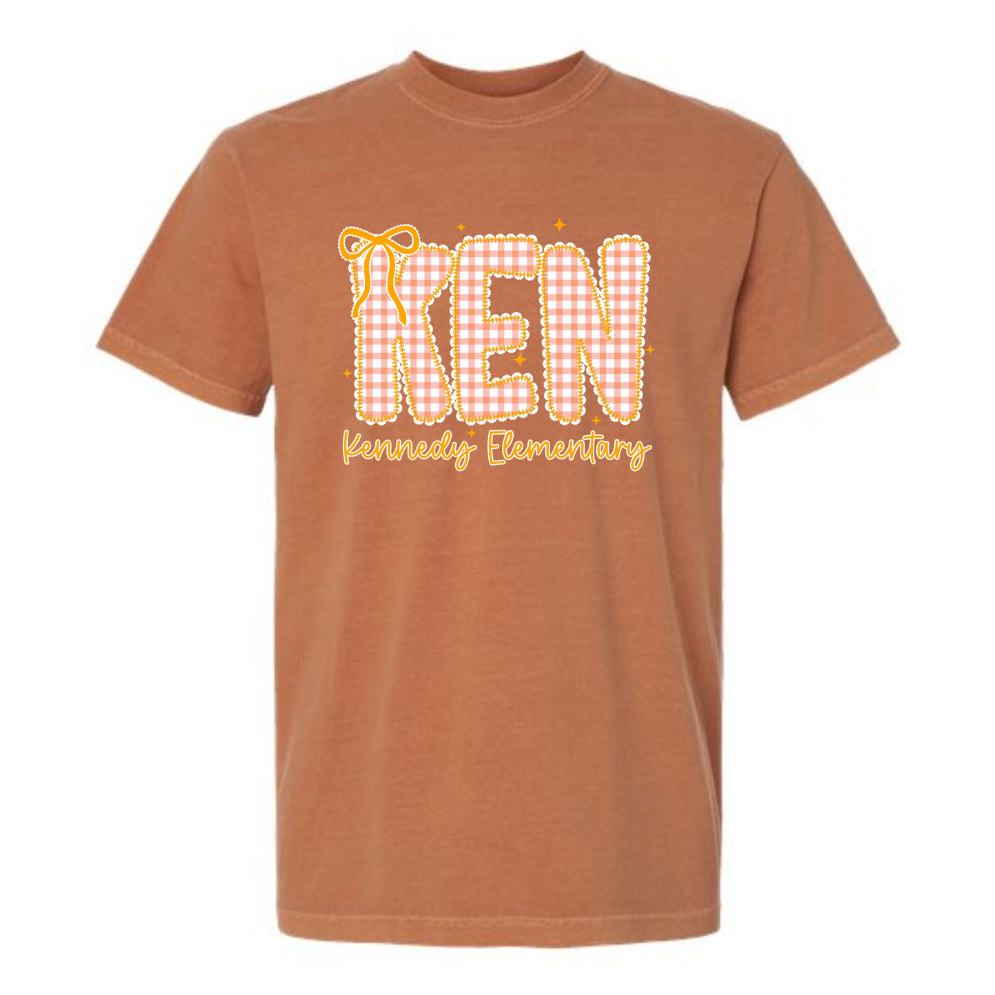 KENNEDY ELEMENTARY Rust Orange Vintage Wash Short Sleeve Tee